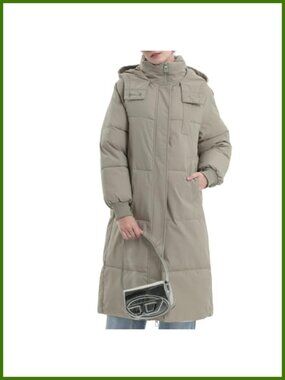 Long Puffer Jacket Thickened Winter Down Coat with Pockets